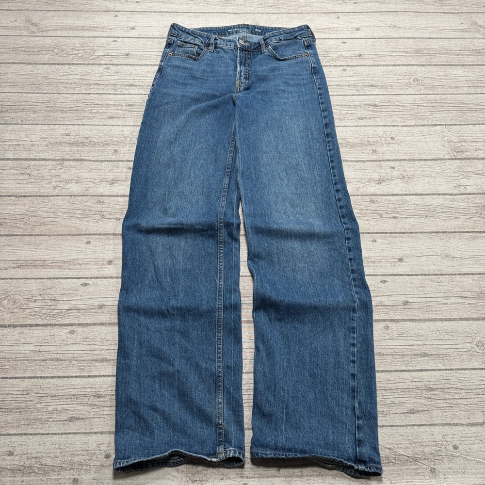 Old Navy Jeans Women's 6 Blue Denim Mid Rise Wide Leg Relaxed Fit Medium Wash